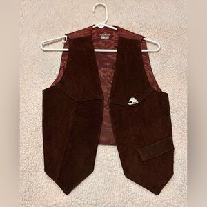 Jordache Vintage early 80’s chocolate brown suede leather western vest cowgirl